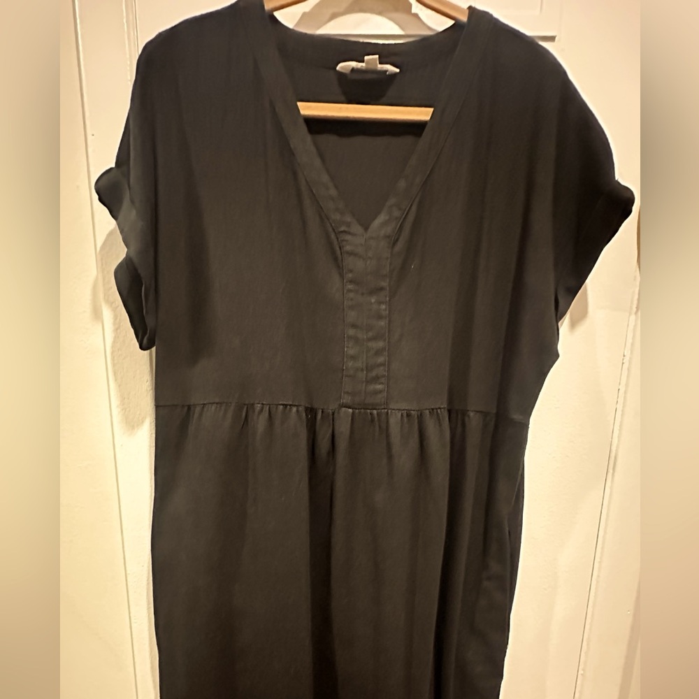 Briggs Women’s Linen Blend BLACK Knee Length Dress Size LARGE